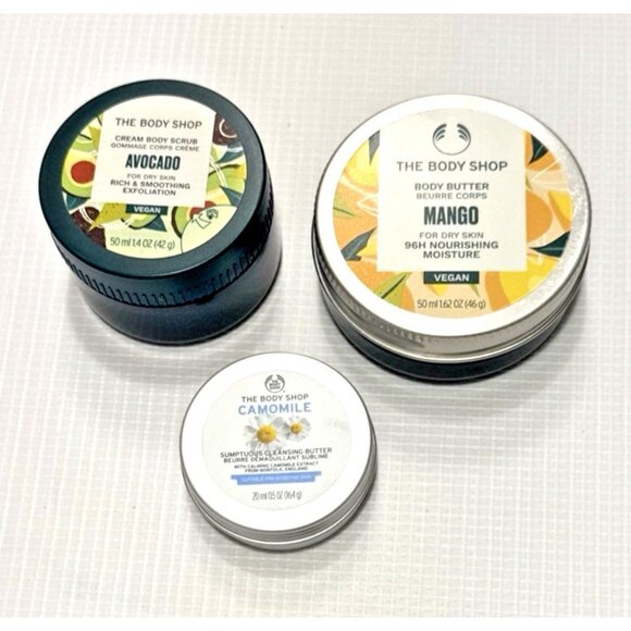The Body Shop Mango Body Butter, Avocado Body Scrub & Camomile Cleansing Butter - Picture 1 of 6
